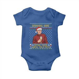 Funny Ed Gein Christmas Meme Baby Onesie Drinking Wine Eating This Sinful Cold Cuts Viral Scene Naughty Holiday TS02 Royal Blue Print Your Wear