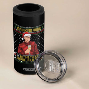 Funny Ed Gein Christmas Meme 4 in 1 Can Cooler Tumbler Drinking Wine Eating This Sinful Cold Cuts Viral Scene Naughty Holiday TS02 Print Your Wear
