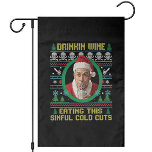 Funny Ed Gein Horror Christmas Meme Garden Flag Drinking Wine Eating This Sinful Cold Cuts Viral Scene TS02 Black Print Your Wear