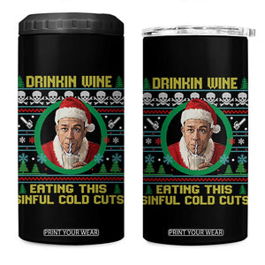 Funny Ed Gein Horror Christmas Meme 4 in 1 Can Cooler Tumbler Drinking Wine Eating This Sinful Cold Cuts Viral Scene TS02 One Size: 16 oz Black Print Your Wear