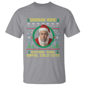 Funny Ed Gein Horror Christmas Meme T Shirt Drinking Wine Eating This Sinful Cold Cuts Viral Scene TS02 Sport Gray Print Your Wear