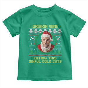 Funny Ed Gein Horror Christmas Meme Toddler T Shirt Drinking Wine Eating This Sinful Cold Cuts Viral Scene TS02 Irish Green Print Your Wear