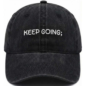 Keep Going Semicolon Suicide Prevention Awareness Washed Cotton Baseball Cap Mental Health Support You Matter Inspiration Radiate Positivity