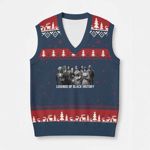 Legends of Black History V-Neck Knit Sweater Vest Civil Rights Leaders TS02 Navy Red Print Your Wear