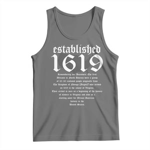 African American History Tank Top Project 1619 Established American Map Retro Vintage TS02 Black Heather Print Your Wear