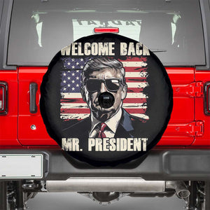 Trump Won 2024 Spare Tire Cover Welcome Back Mr President 47 Victory American Flag TS02 Black Print Your Wear