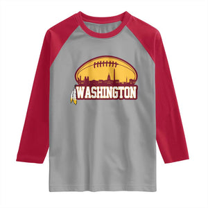 Washington Skyline Native American Feather Pride Raglan Shirt Football Sports Fan TS02 Sport Gray Red Print Your Wear