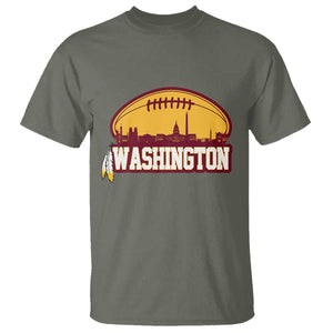Washington Skyline Native American Feather Pride T Shirt Football Sports Fan TS02 Military Green Print Your Wear