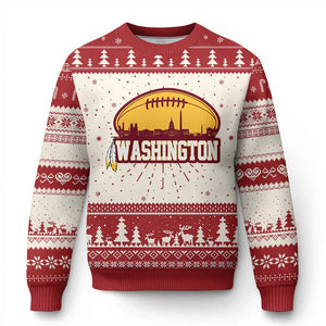 Washington Knit Sweatshirt Football Native American Feather TS02 Red Print Your Wear
