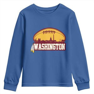 Washington Skyline Native American Feather Pride Youth Sweatshirt Football Sports Fan TS02 Royal Blue Print Your Wear