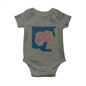 Trump America's Gulf Baby Onesie North America Map TS02 Military Green Print Your Wear
