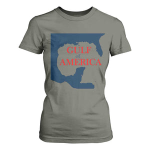 Trump America's Gulf T Shirt For Women North America Map TS02 Military Green Print Your Wear