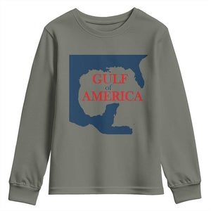 Trump America's Gulf Youth Sweatshirt North America Map TS02 Military Green Print Your Wear