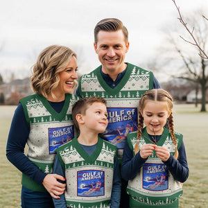 Trump America's Gulf V-Neck Knit Sweater Vest Greeting from the Patriot Uncle Sam TS02 Beige Green Print Your Wear