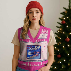 Trump America's Gulf V-Neck Knit Sweater Vest Greeting from the Patriot Uncle Sam TS02 Hot Pink Print Your Wear