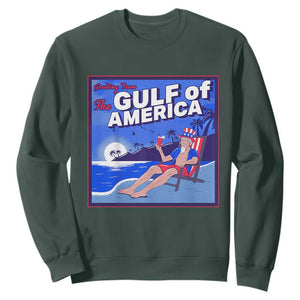 Trump America's Gulf Sweatshirt Greeting from the Patriot Uncle Sam TS02 Dark Forest Green Print Your Wear