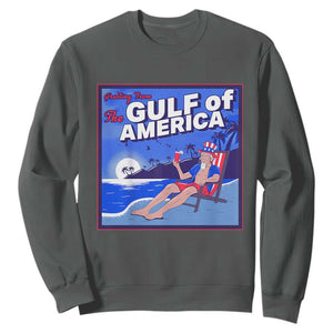 Trump America's Gulf Sweatshirt Greeting from the Patriot Uncle Sam TS02 Dark Heather Print Your Wear