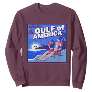 Trump America's Gulf Sweatshirt Greeting from the Patriot Uncle Sam TS02 Maroon Print Your Wear