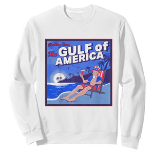 Trump America's Gulf Sweatshirt Greeting from the Patriot Uncle Sam TS02 White Print Your Wear
