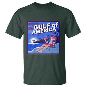 Trump America's Gulf T Shirt Greeting from the Patriot Uncle Sam TS02 Dark Forest Green Print Your Wear