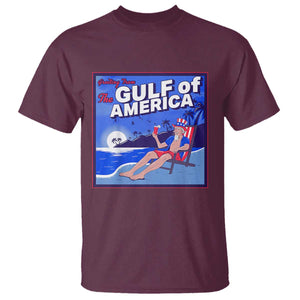 Trump America's Gulf T Shirt Greeting from the Patriot Uncle Sam TS02 Maroon Print Your Wear
