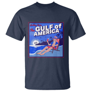 Trump America's Gulf T Shirt Greeting from the Patriot Uncle Sam TS02 Navy Print Your Wear