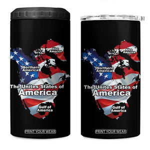 Trump America's Gulf 4 in 1 Can Cooler Tumbler Northen America Map American Flag TS02 One Size: 16 oz Black Print Your Wear