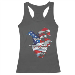 Trump America's Gulf Racerback Tank Top Northen America Map American Flag TS02 Dark Heather Print Your Wear