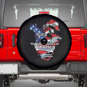 Trump America's Gulf Spare Tire Cover Northen America Map American Flag TS02 Black Print Your Wear