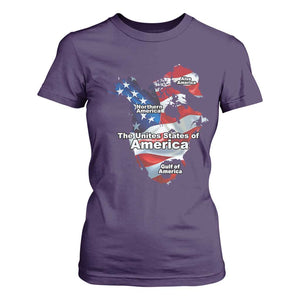 Trump America's Gulf T Shirt For Women Northen America Map American Flag TS02 Purple Print Your Wear