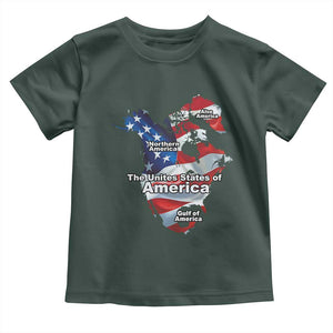 Trump America's Gulf Toddler T Shirt Northen America Map American Flag TS02 Dark Forest Green Print Your Wear