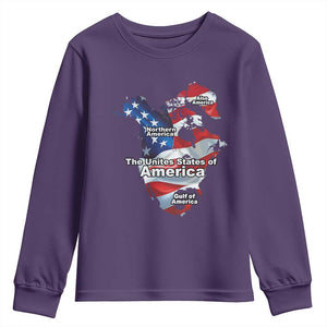 Trump America's Gulf Youth Sweatshirt Northen America Map American Flag TS02 Purple Print Your Wear