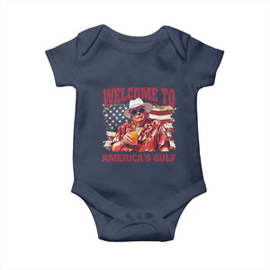 Trump Welcome To America's Gulf Baby Onesie US Flag TS02 Navy Print Your Wear