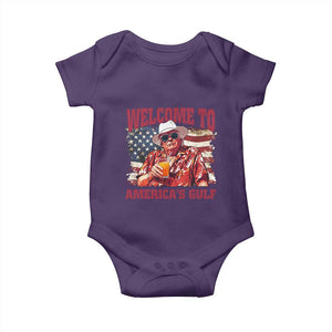 Trump Welcome To America's Gulf Baby Onesie US Flag TS02 Purple Print Your Wear