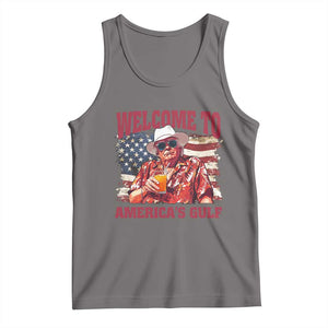 Trump Welcome To America's Gulf Tank Top US Flag TS02 Deep Heather Print Your Wear