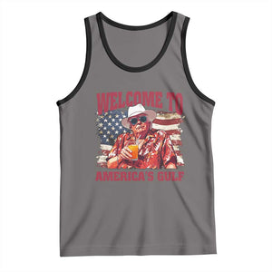 Trump Welcome To America's Gulf Tank Top US Flag TS02 Deep Heather Black Print Your Wear