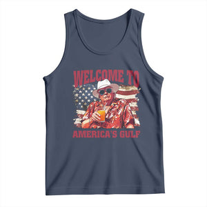 Trump Welcome To America's Gulf Tank Top US Flag TS02 Navy Print Your Wear