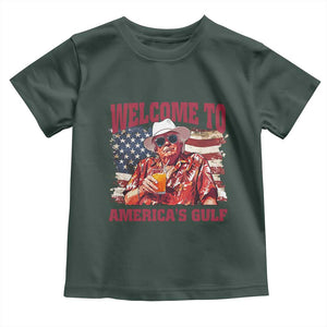 Trump Welcome To America's Gulf Toddler T Shirt US Flag TS02 Dark Forest Green Print Your Wear