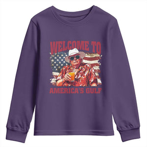 Trump Welcome To America's Gulf Youth Sweatshirt US Flag TS02 Purple Print Your Wear