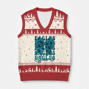 Eagle Girls Coquette Bow Retro Vintage V-Neck Knit Sweater Vest TS02 Beige Red Print Your Wear