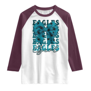 Eagle Girls Coquette Bow Retro Vintage Raglan Shirt TS02 White Maroon Print Your Wear