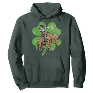St Patrick's Day Lucky Cowboy Hoodie Retro Vintage Clover TS02 Dark Forest Green Print Your Wear