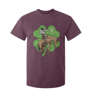 St Patrick's Day Lucky Cowboy T Shirt For Kid Retro Vintage Clover TS02 Maroon Print Your Wear