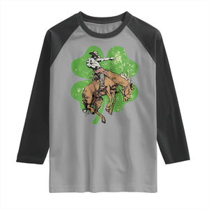 St Patrick's Day Lucky Cowboy Raglan Shirt Retro Vintage Clover TS02 Sport Gray Black Print Your Wear