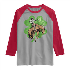 St Patrick's Day Lucky Cowboy Raglan Shirt Retro Vintage Clover TS02 Sport Gray Red Print Your Wear