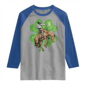 St Patrick's Day Lucky Cowboy Raglan Shirt Retro Vintage Clover TS02 Sport Gray Royal Print Your Wear