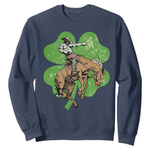 St Patrick's Day Lucky Cowboy Sweatshirt Retro Vintage Clover TS02 Navy Print Your Wear
