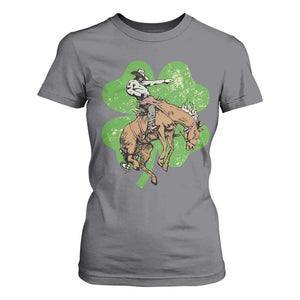 St Patrick's Day Lucky Cowboy T Shirt For Women Retro Vintage Clover TS02 Charcoal Print Your Wear