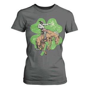 St Patrick's Day Lucky Cowboy T Shirt For Women Retro Vintage Clover TS02 Dark Heather Print Your Wear