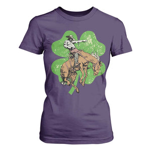 St Patrick's Day Lucky Cowboy T Shirt For Women Retro Vintage Clover TS02 Purple Print Your Wear